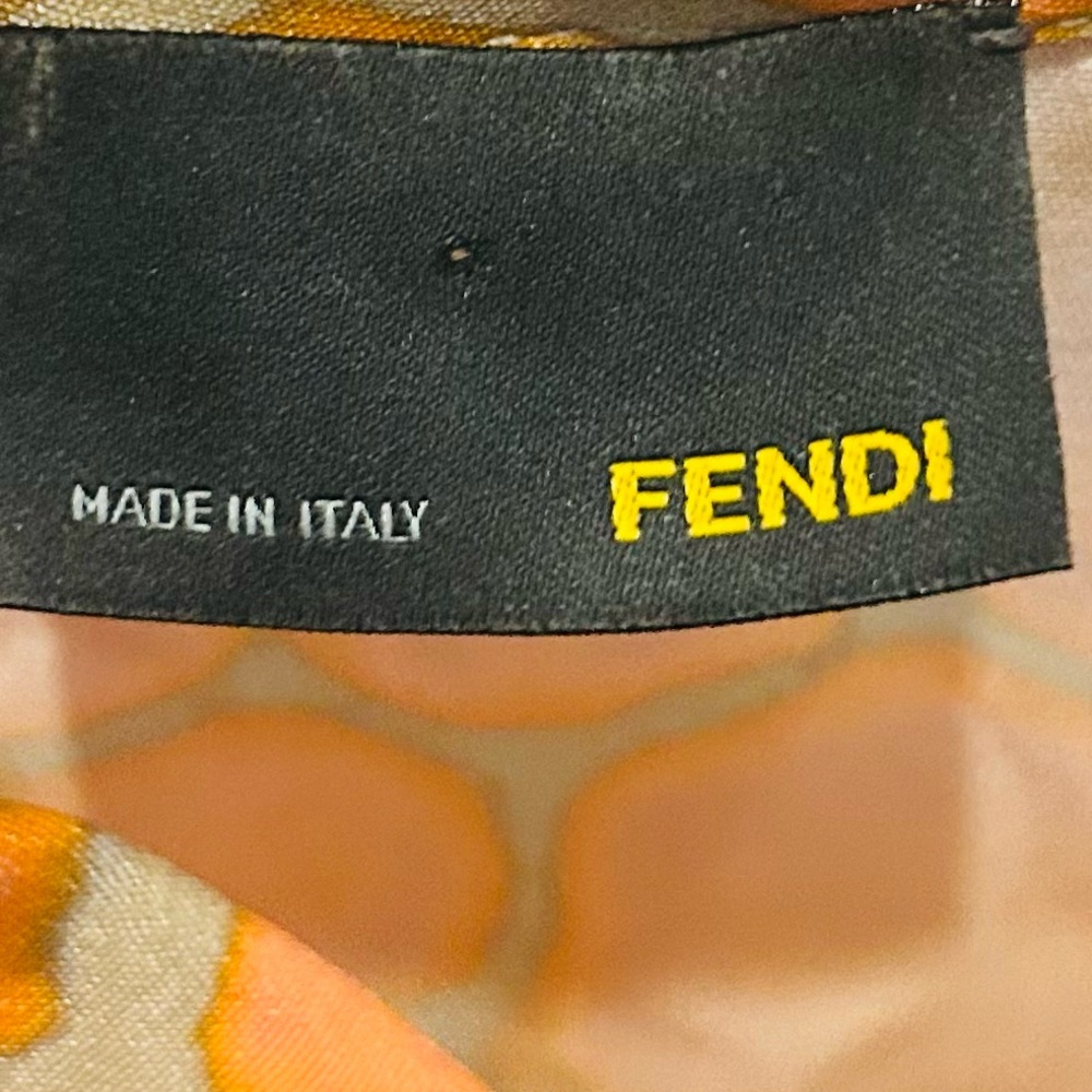 Fendi Tunic Dress Size 40 US 6 Orange Gold Abstract Silk Mod Style Made in Italy - Picture 3 of 16